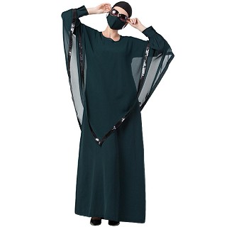 Abaya and Poncho combo- Bottle Green